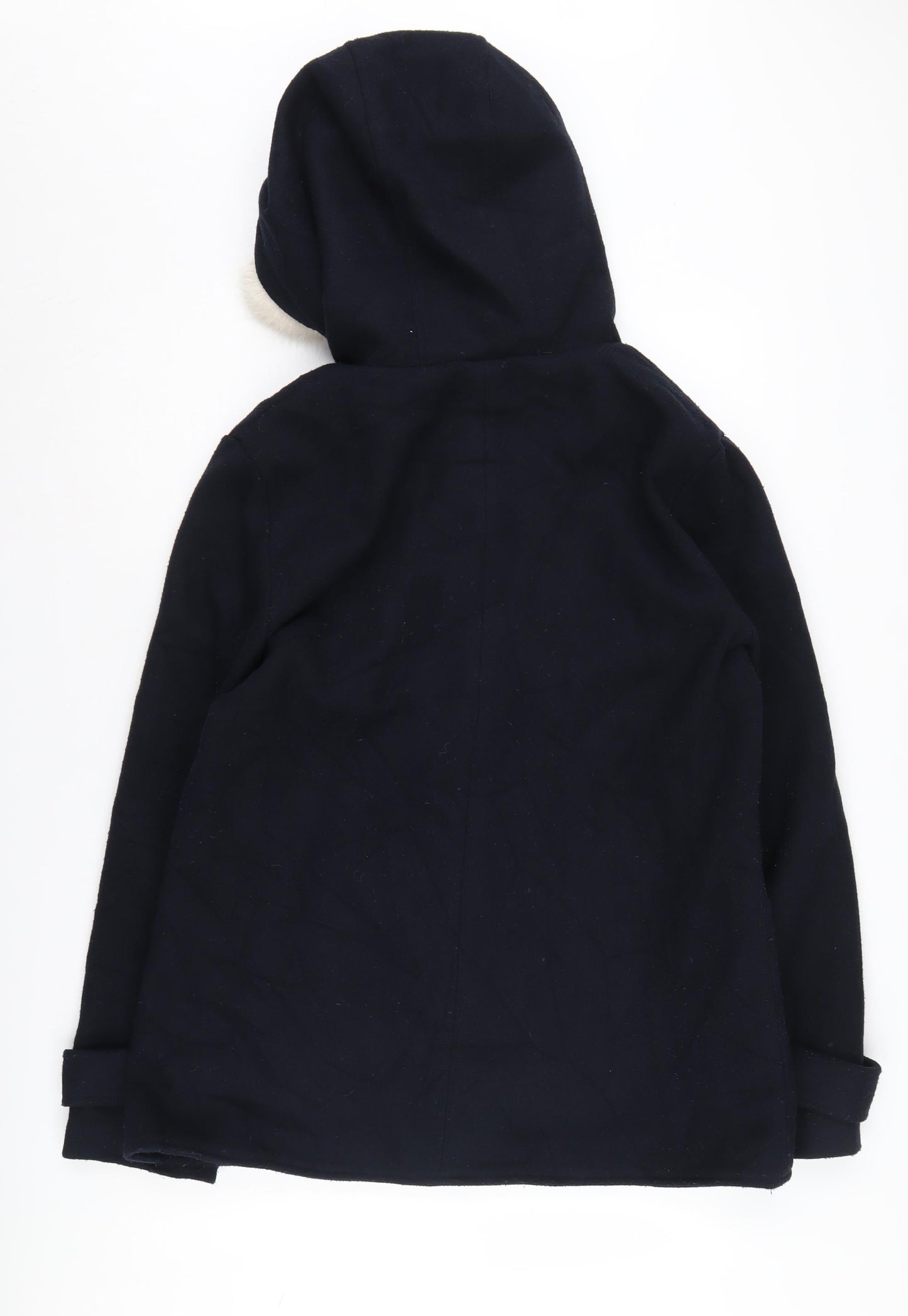 Kangol Women's Black Parka Coat, Size 14, Hooded, Fur Trim