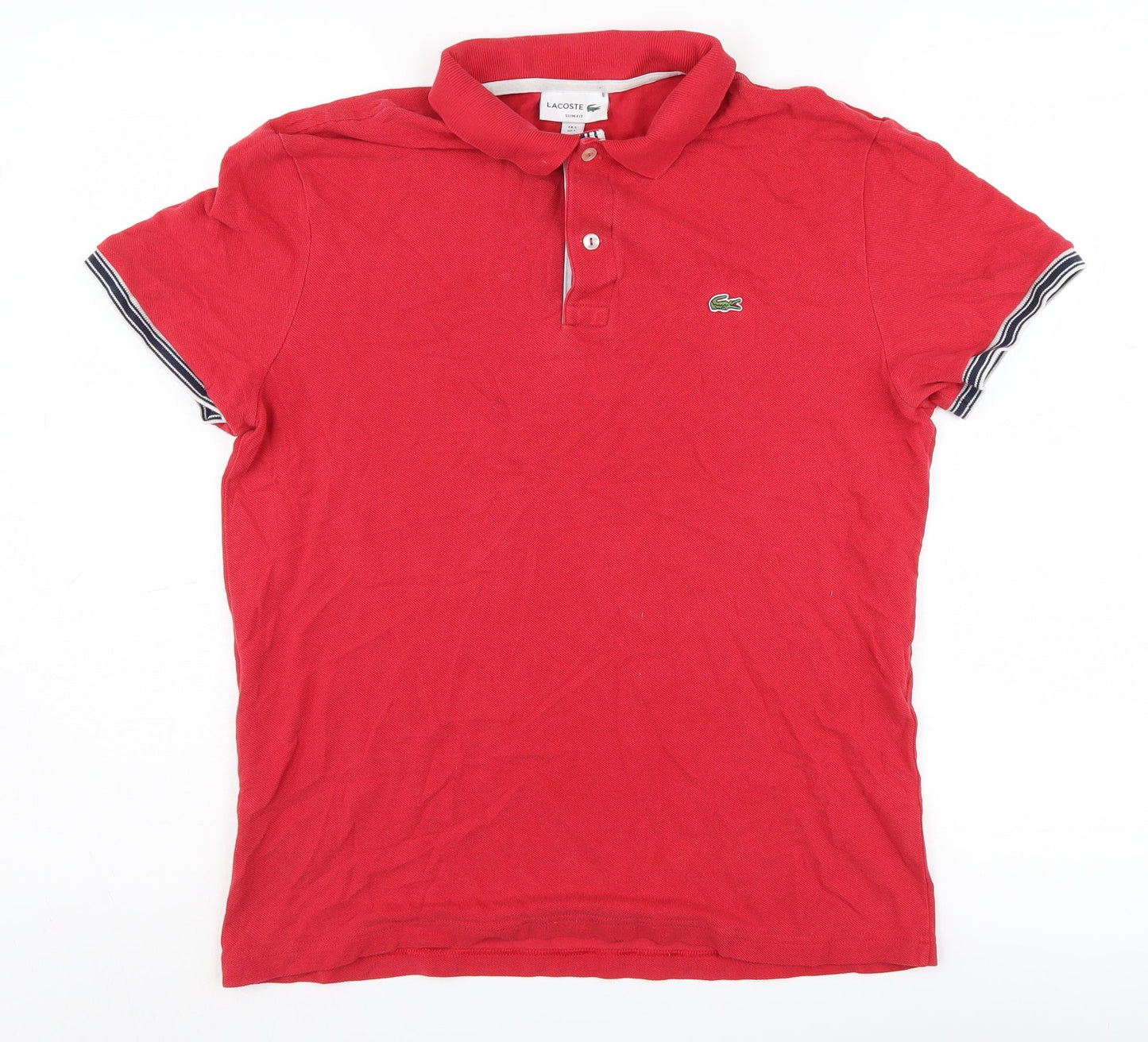 Lacoste Men's Red Slim Fit Polo Shirt L