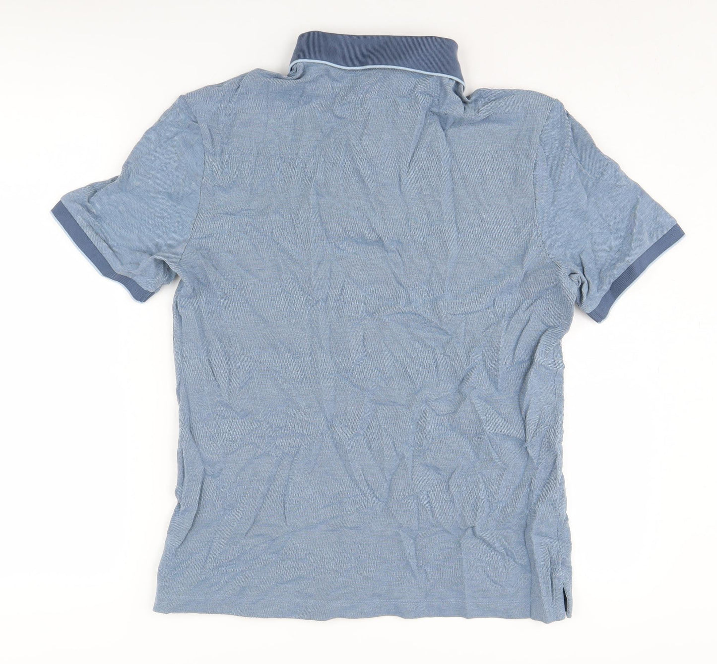 Marks and Spencer Men's Blue Polo Shirt Medium Solid