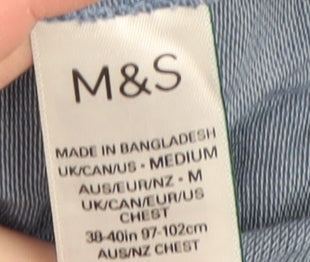 Marks and Spencer Men's Blue Polo Shirt Medium Solid