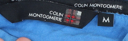 Colin Montgomerie Men's Blue M Stripe Polo Shirt