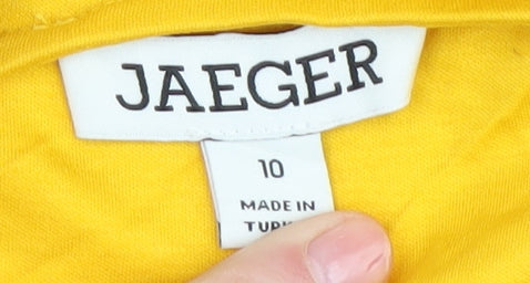 Jaeger Women's Yellow 3/4 Sleeve Cotton Tee UK 10