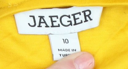 Jaeger Women's Yellow 3/4 Sleeve Cotton Tee UK 10
