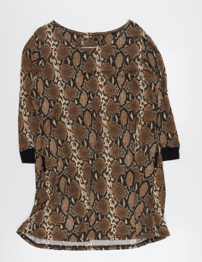 Next Women's Brown Animal Print Knee Length Shift Dress