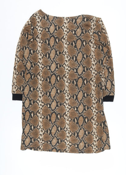 Next Women's Brown Animal Print Knee Length Shift Dress