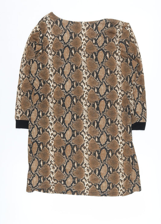 Next Women's Brown Animal Print Knee Length Shift Dress