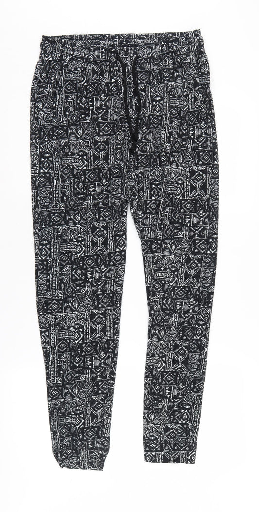 Womens UK Size S H&M Relaxed Fit Jogger Black Trousers