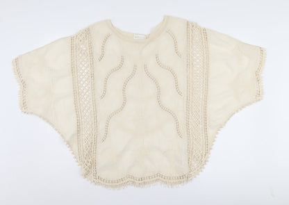 Apricot Women's Beige Crochet Cape Jumper Size S