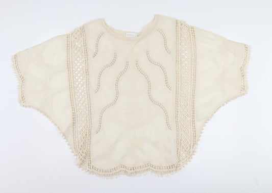 Apricot Women's Beige Crochet Cape Jumper Size S