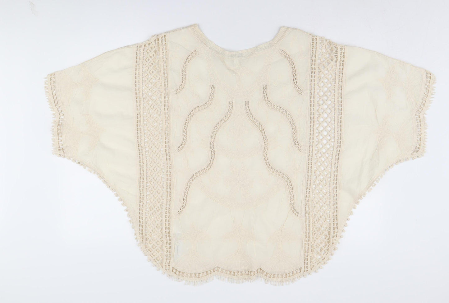 Apricot Women's Beige Crochet Cape Jumper Size S