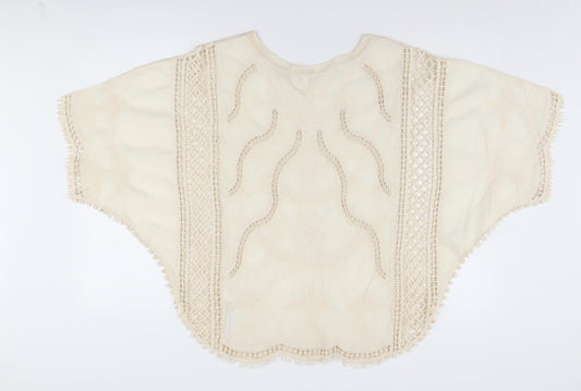 Apricot Women's Beige Crochet Cape Jumper Size S