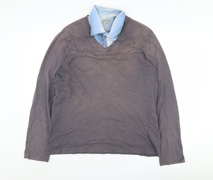 Ted Baker Men's Grey Blue Casual Long Sleeve Shirt