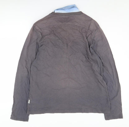 Ted Baker Men's Grey Blue Casual Long Sleeve Shirt