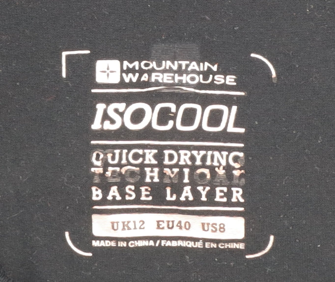 Mountain Warehouse Women's Black Long Sleeve T-Shirt Size 12