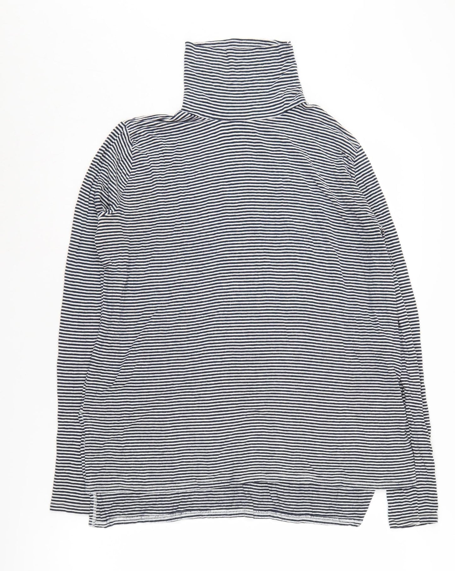 Abercrombie & Fitch Women's Blue Striped Roll Neck Jumper Size S