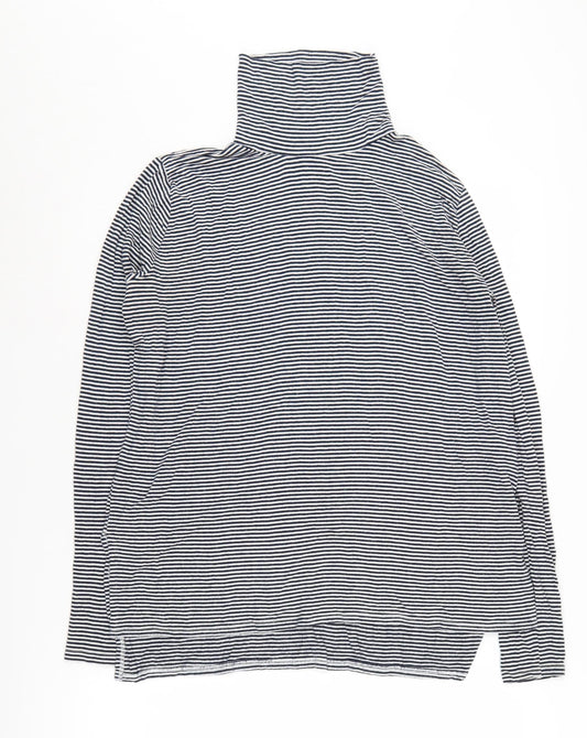 Abercrombie & Fitch Women's Blue Striped Roll Neck Jumper Size S