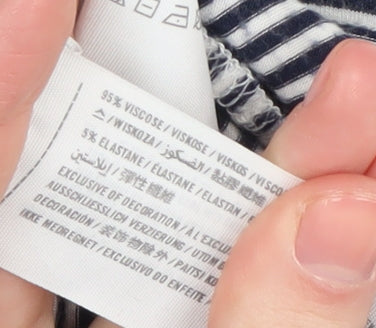 Abercrombie & Fitch Women's Blue Striped Roll Neck Jumper Size S