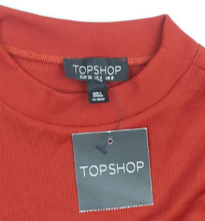 Topshop Women's Red Bodycon Dress, Size 8, High Neck
