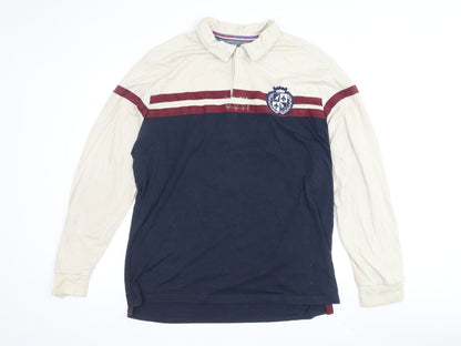 Kangol Men's 2XL Beige Blue Stripe Polo