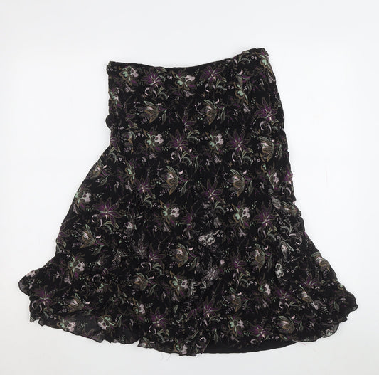 Marks & Spencer Floral A-Line Dress Women Black 14