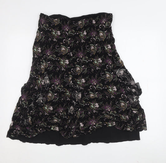 Marks & Spencer Floral A-Line Dress Women Black 14