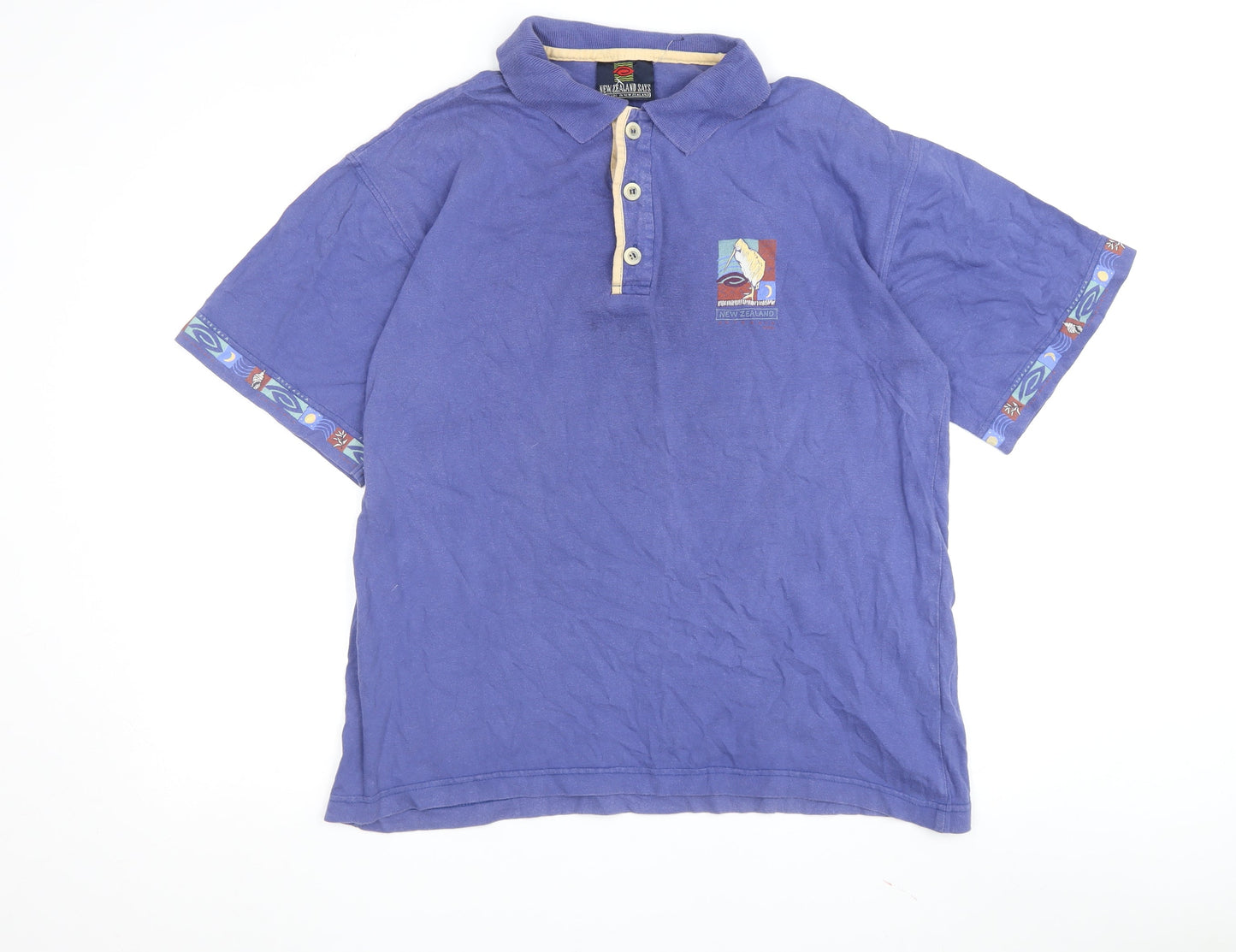 New Zealand Says Men's Purple Polo Shirt Size M