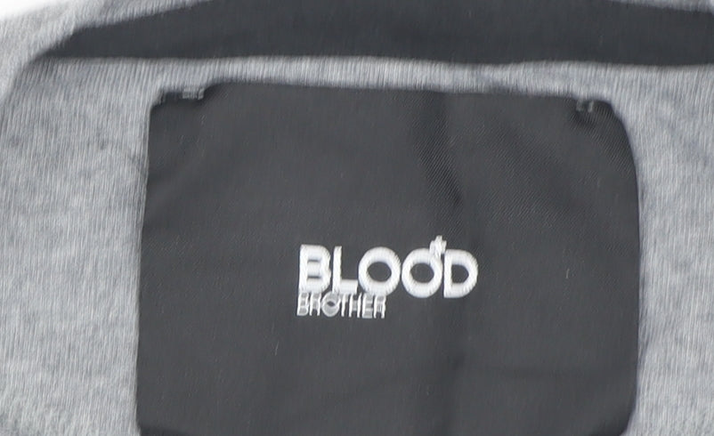 Blood Brother Men's Grey Cotton T-Shirt, Large, Crew Neck