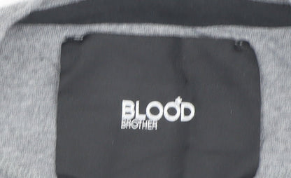 Blood Brother Men's Grey Cotton T-Shirt, Large, Crew Neck