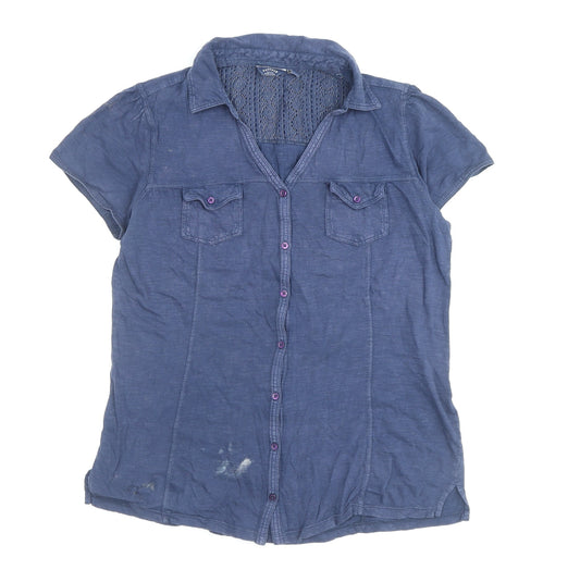 FatFace Women’s Blue Button-Up Shirt Size 12