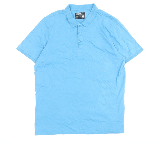 Fluid Men's Blue Cotton Polo Shirt XL Short Sleeve