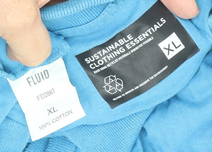 Fluid Men's Blue Cotton Polo Shirt XL Short Sleeve