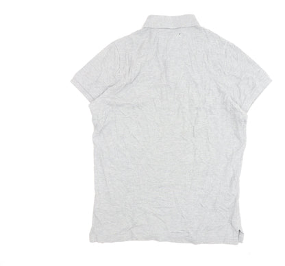 Hollister Men's Grey Large Polo Shirt, Short Sleeve