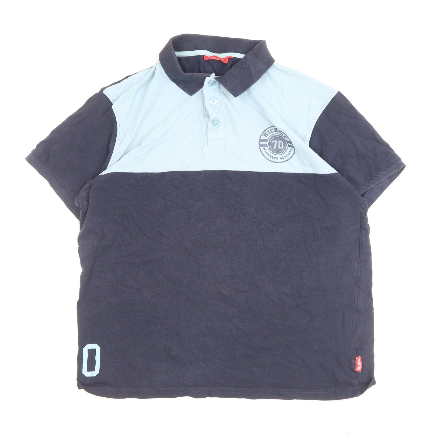Kickers Mens Blue 2XL Polo Shirt Colourblock