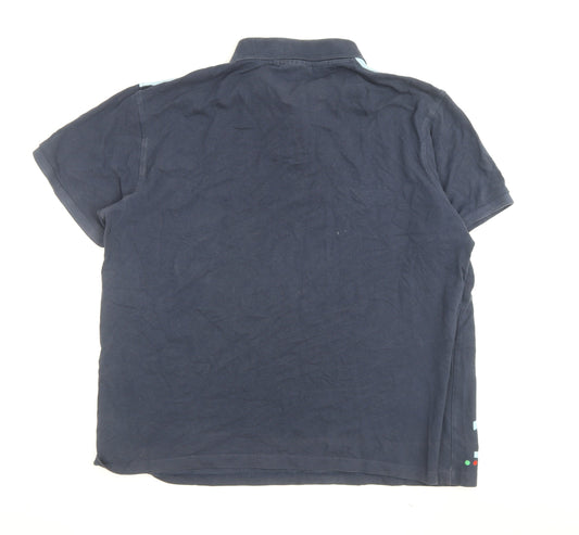 Kickers Mens Blue 2XL Polo Shirt Colourblock