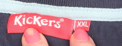 Kickers Mens Blue 2XL Polo Shirt Colourblock