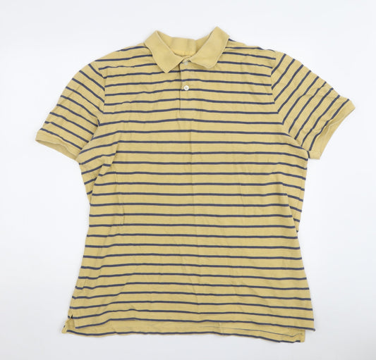 GAP Men's Beige Striped Cotton Polo XL Casual