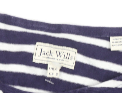 Jack Wills Women's Blue Striped T-Shirt Size 6