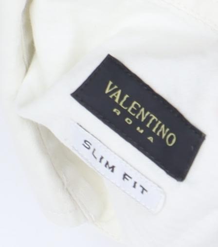Valentino Roma Men's White Slim Fit Dress Shirt 42
