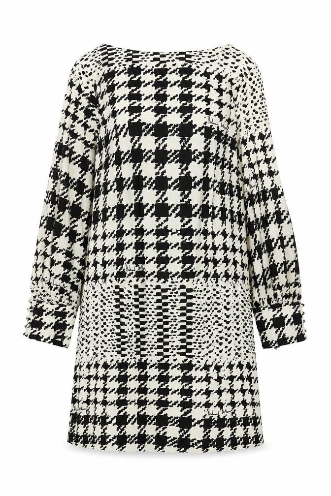 H&M Women's Black Houndstooth A-Line Dress Size 18