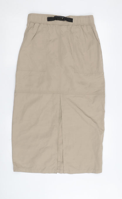 ASOS Women's Beige Midi Straight Skirt with Buckle