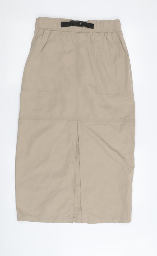 ASOS Women's Beige Midi Straight Skirt with Buckle