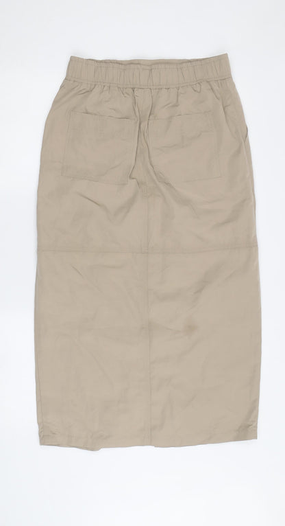 ASOS Women's Beige Midi Straight Skirt with Buckle