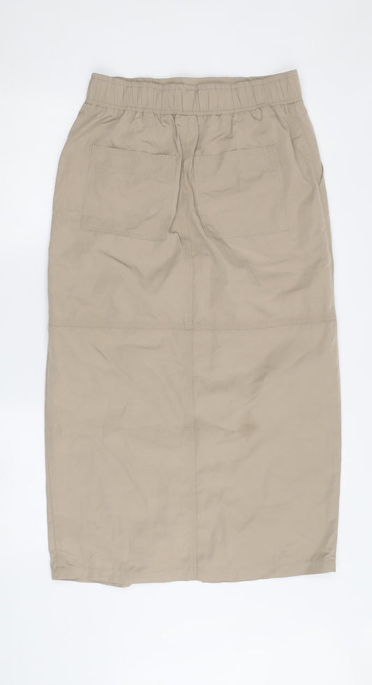 ASOS Women's Beige Midi Straight Skirt with Buckle