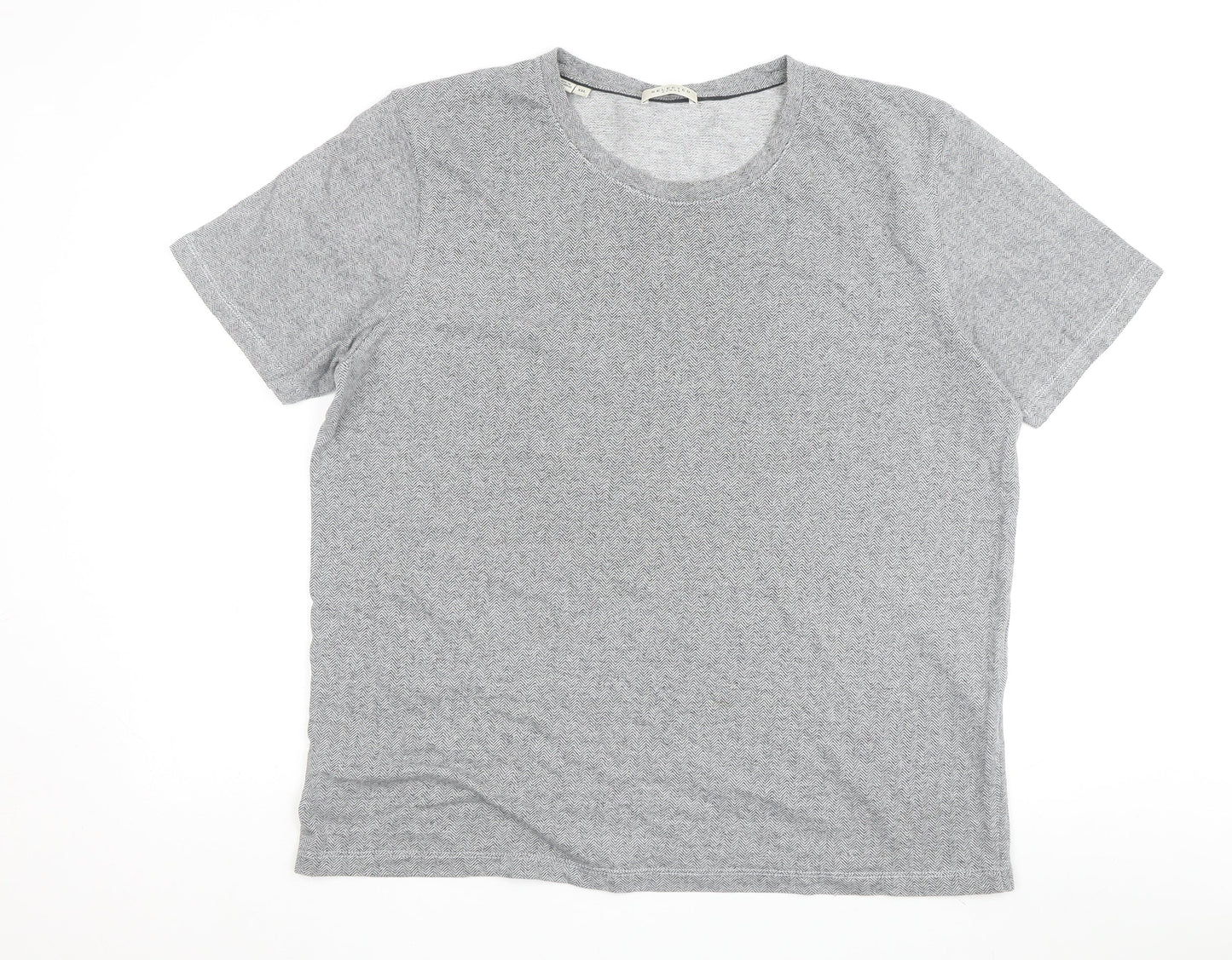 SELECTED HOMME Men's Grey Geometric 2XL T-Shirt