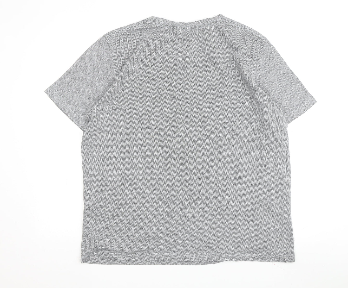 SELECTED HOMME Men's Grey Geometric 2XL T-Shirt