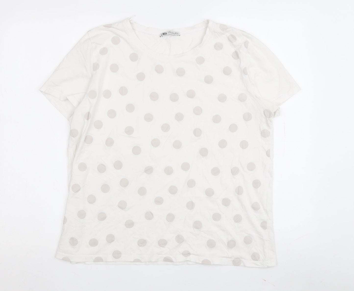 Womens UK Size 14 Zara White Basic T-Shirt