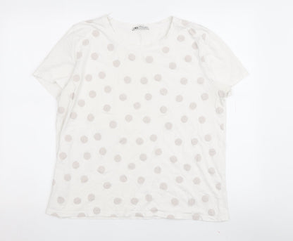 Womens UK Size 14 Zara White Basic T-Shirt