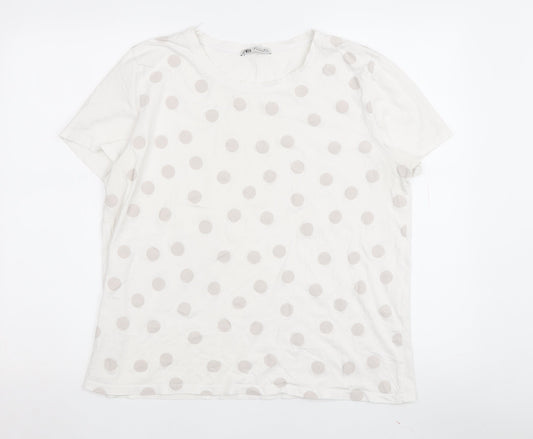 Womens UK Size 14 Zara White Basic T-Shirt