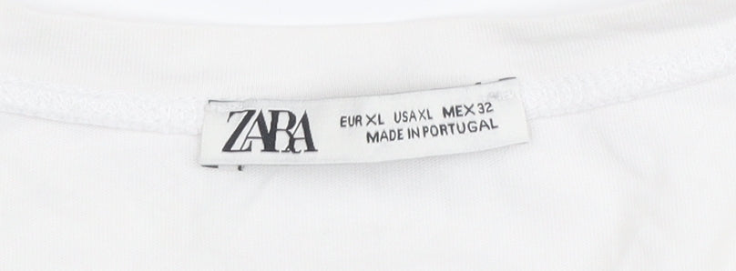 Womens UK Size 14 Zara White Basic T-Shirt