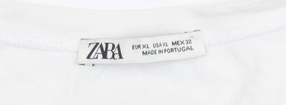 Womens UK Size 14 Zara White Basic T-Shirt